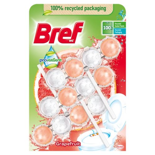 Bref Pro Nature WC tisztító, golyós Mega Pack, 3DB-os 3X50g GRAPEFRUIT